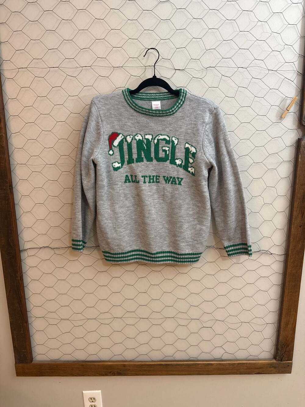 Holiday Time Boys "Jingle All The Way" Christmas Sweater, Grey L (10-12) Husky